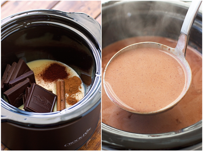 Mexican Hot Chocolate {Slow Cooker} A twist on the traditional Hot Chocolate. Easy to make and it's perfect to serve guests! #hotchocolate #slowcooker #crockpot |Littlespicejar.com