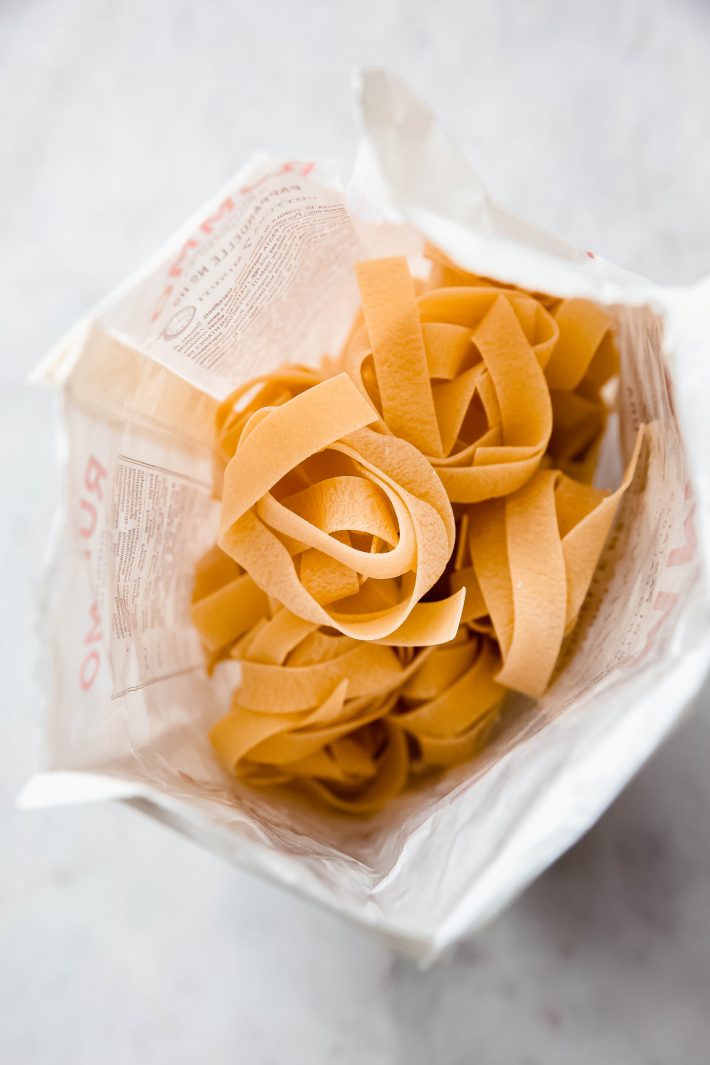 dried pappardelle in bag