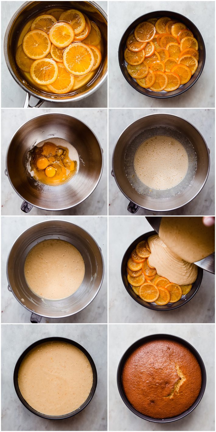 images showing how to make Italian orange cake and candied oranges
